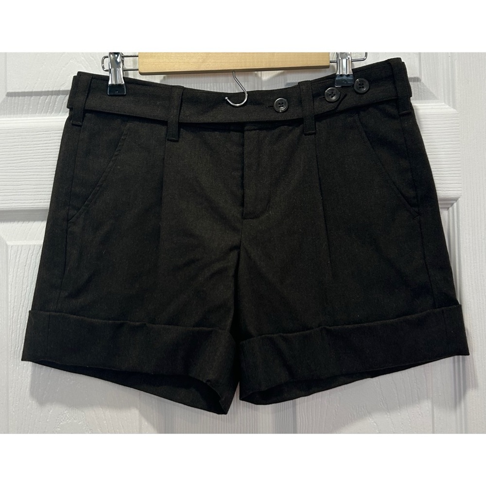 Theory Women’s Wool Blend Cuffed Shorts Size 2 Dark Green Vintage Fisherman